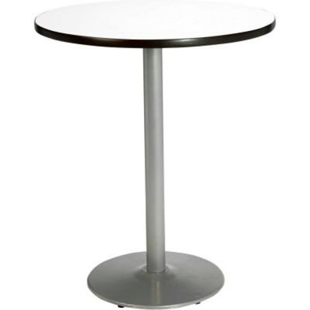 KFI KFI 30" Round Bar Height Restaurant Table, White Table/Silver Base T30RD-B1917-SL-CL-38